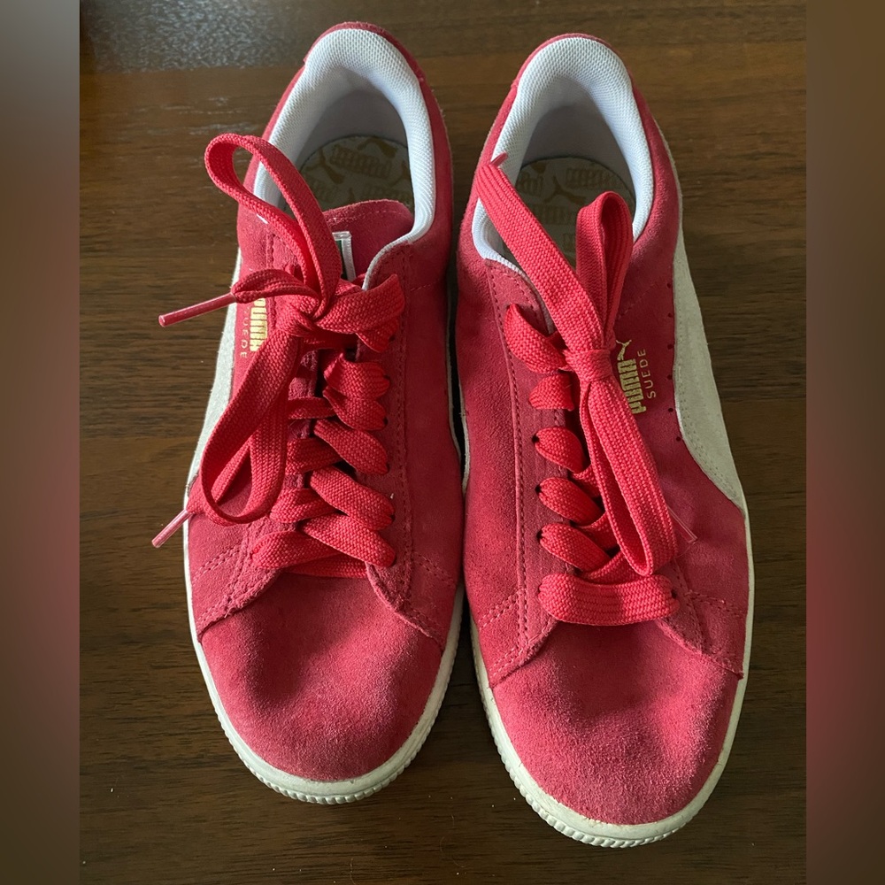 Hot pink puma sneakers